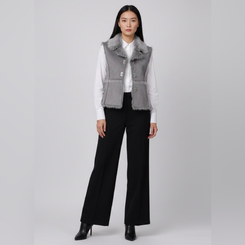 LISA INTERNATIONAL Faux Suede and Fur Vest